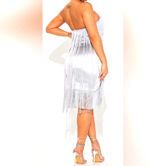 Beautiful silver plated fringe dress. Size Small - Picture 2 of 6